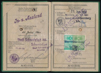 1956 Schweinfurt, Bundesrepublik Deutschland fényképes útlevél / German passport