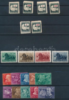 1945 Vértanúk 2 db sor + 1946 Köztársasági emlék 11 db sor, benne négyestömb is + 1946 Lovasfutár sor + 1946 Bélyegjubileum sor + 1946 Milliós sor + 1946 Milliárdos sor + 1946 Billiós 3 db sor + 1946 Betűs (szöveges) I. és II.