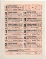 Budapest 1923. 'Magyar Városi Bank Részvénytársaság' 25 részvénye egyben, egyenként 400K-ról szelvényekkel + Budapest 1923. ''Taurus' Huskereskedelmi Részvénytársaság' huszonöt részvénye egyenként 1000K-ról, szárazpecséttel +