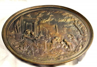 ANTIK HISTORIZÁLÓ JELENETES BRONZ FALI DÍSZ TÁL